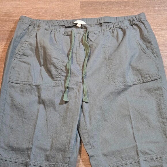 Eileen Fisher Women's Size Large 100% Organic Cotton Twill Ankle Pants Green EUC - Picture 4 of 9
